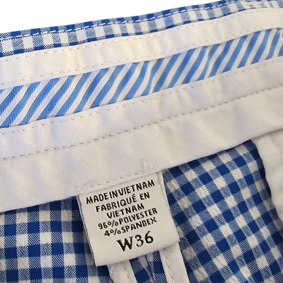 Footjoy Mens Seersucker Check Print Golf Shorts, Blue, White, Size 36 - Picture 6 of 8